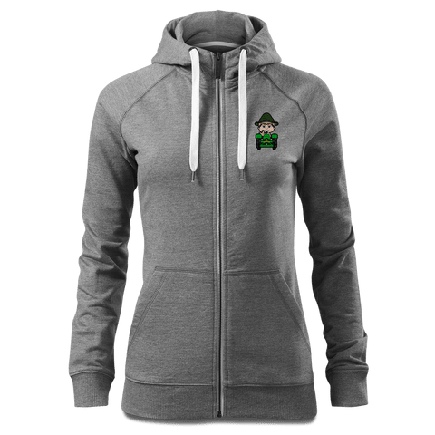 Da Jung Sinzer Bulldog Sweatshirt Zip Hoody Damen Grau Meliert Kreut Front