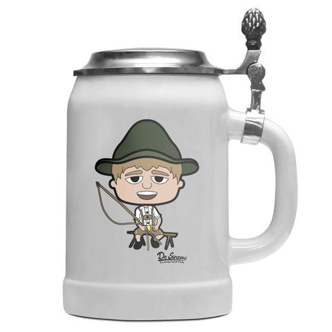 Da Jung Sinzer Goaßlschnoizer Bierkrug 500ml Weiss mit Deckel Wetterspitzen Front