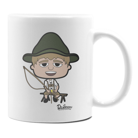 Da Jung Sinzer Goaßlschnoizer Keramik Kaffeetasse 330ml Weiss Rampoldplatte Front