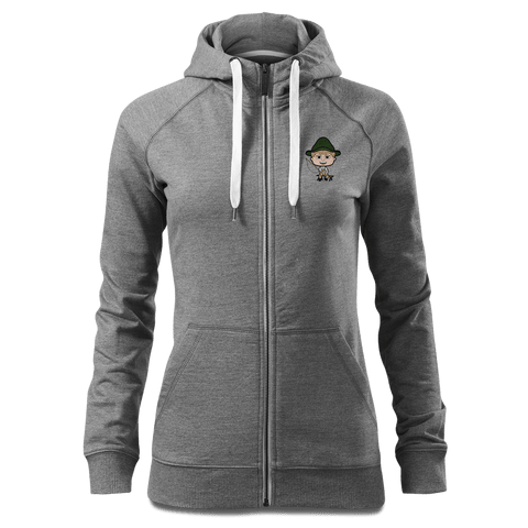 Da Jung Sinzer Goasslschnoizer Sweatshirt Zip Hoody Damen Grau Meliert Kreut Front