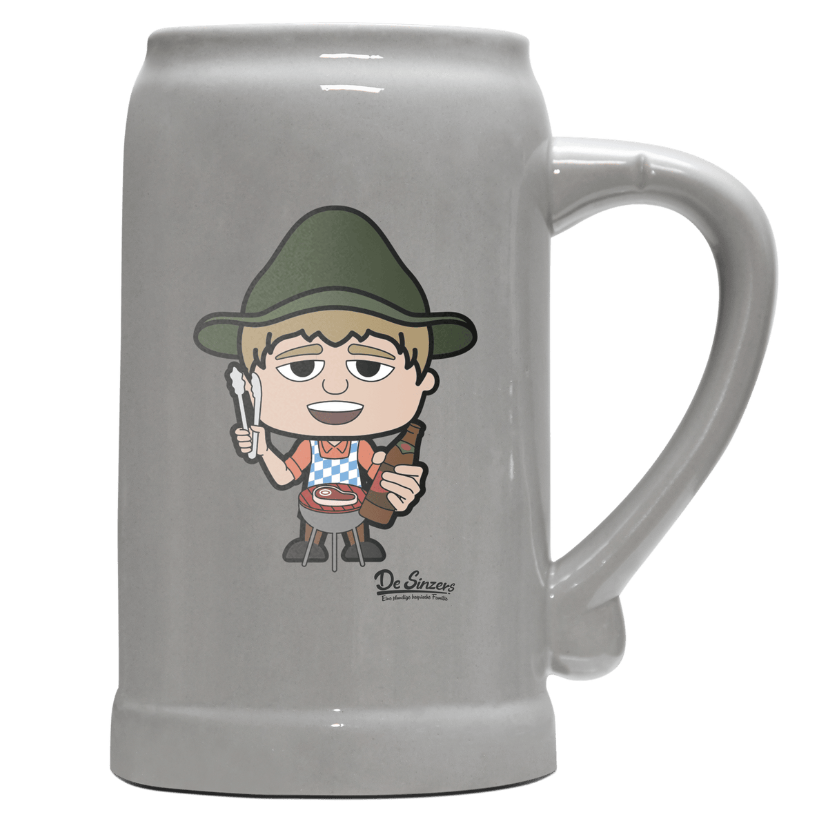 Da Jung Sinzer Griller Bierkrug 1000ml Grau Zugspitze Front
