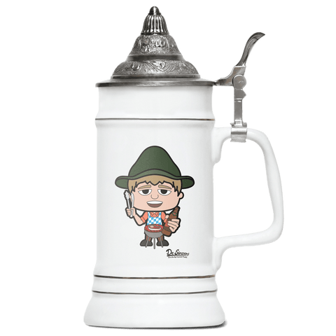 Da Jung Sinzer Griller Bierkrug 500ml Weiss mit Spitzdeckel Wendelstein Front