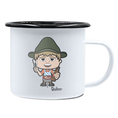 Da Jung Sinzer Griller Emaille Tasse 450ml Weiss Schwarz Spitzstein Front