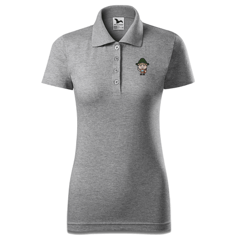 Da Jung Sinzer Griller Polo Shirt Damen Grau Meliert Lack Front