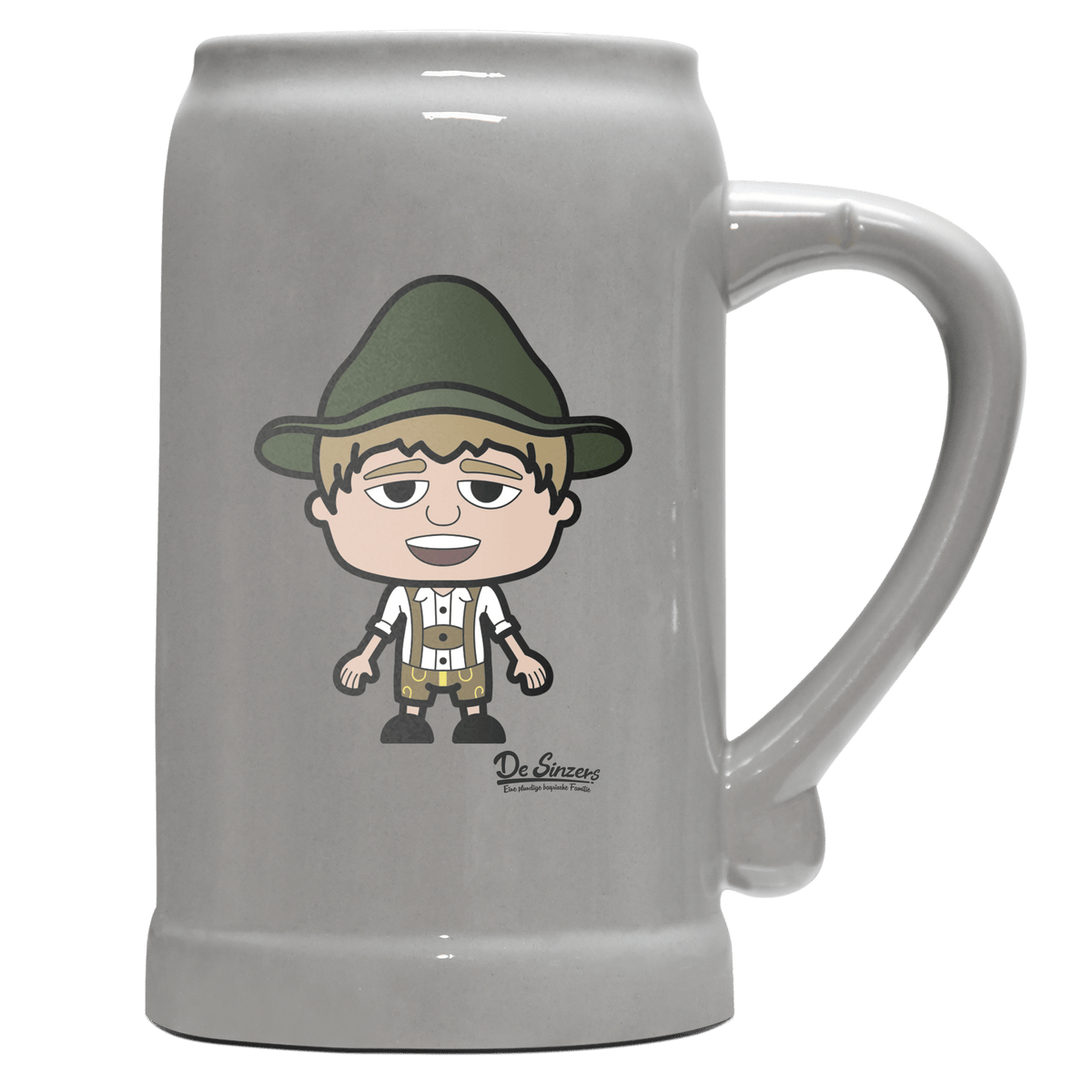 Da Jung Sinzer Grundfiguren Bierkrug 1000ml Grau Zugspitze Front