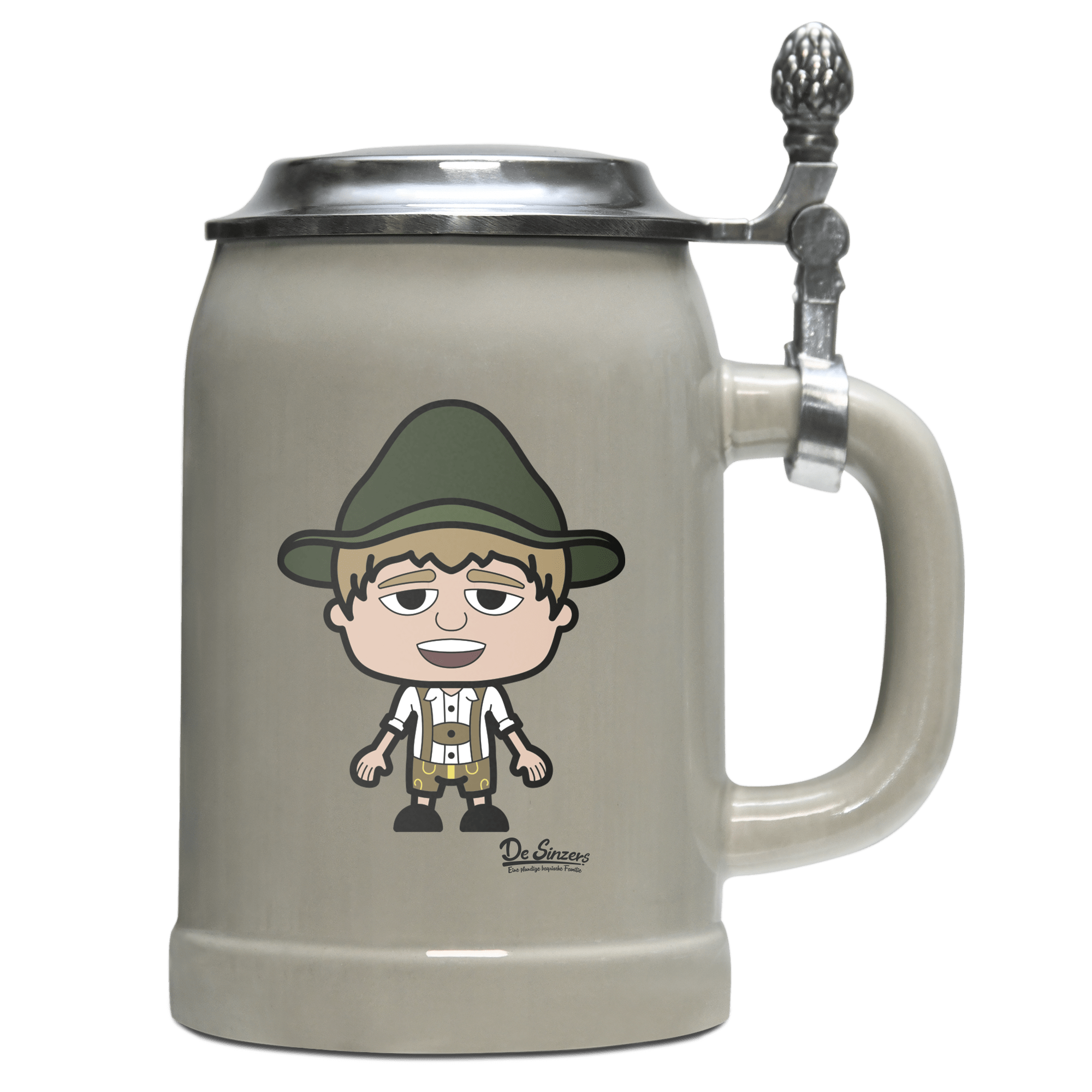 Da Jung Sinzer Grundfiguren Bierkrug 500ml Grau mit Deckel Hocheck Front