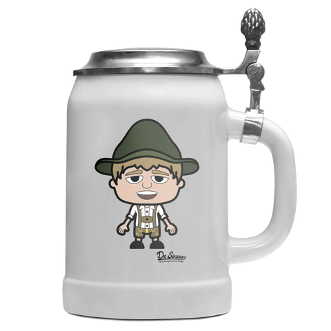 Da Jung Sinzer Grundfiguren Bierkrug 500ml Weiss mit Deckel Wetterspitzen Front