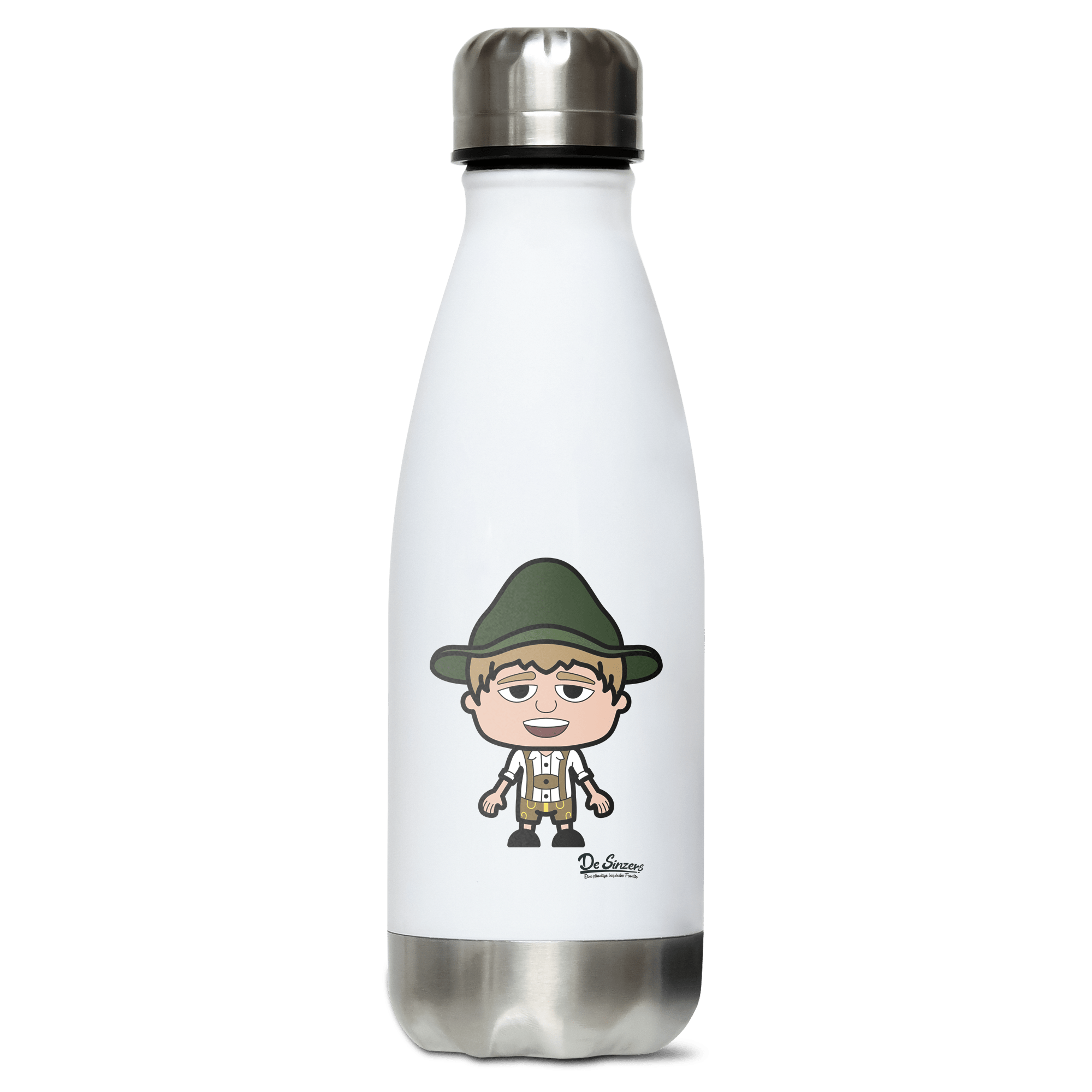 Da Jung Sinzer Grundfiguren Edelstahl Thermoflasche 350ml Weiss Silber Kreuzspitze Front