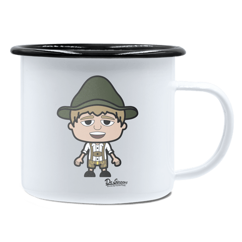 Da Jung Sinzer Grundfiguren Emaille Tasse 450ml Weiss Schwarz Spitzstein Front