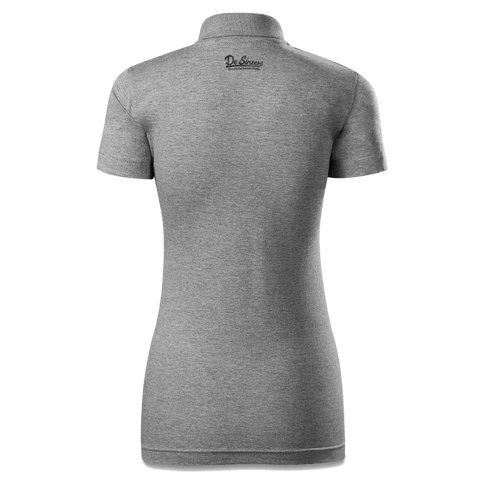 Da Jung Sinzer Grundfiguren Polo Shirt Damen Grau Meliert Lack Back