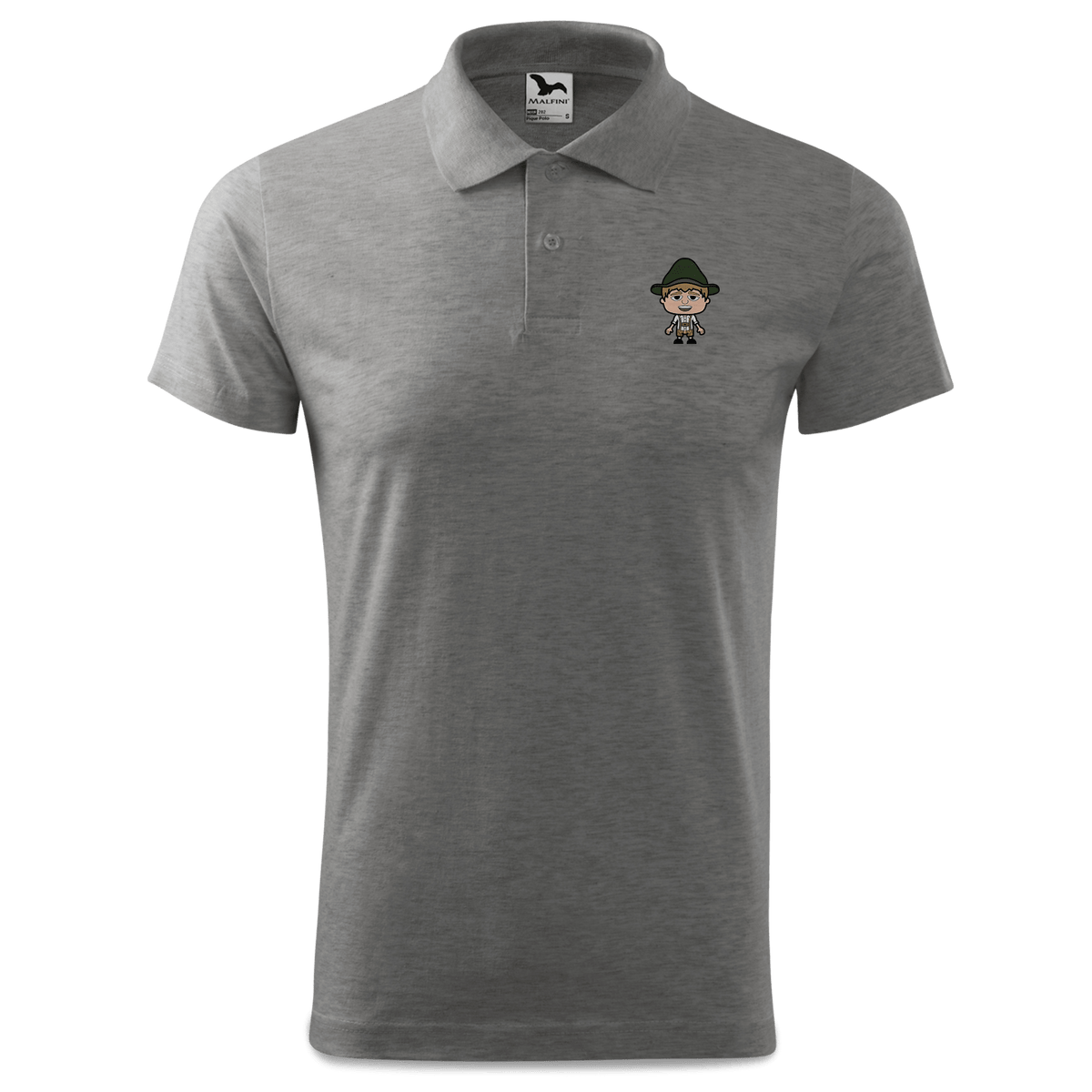 Da Jung Sinzer Grundfiguren Polo Shirt Herren Grau Meliert Leiten Front