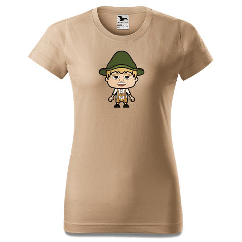 Da Jung Sinzer Grundfiguren T Shirt Damen Sand Entleiten Front