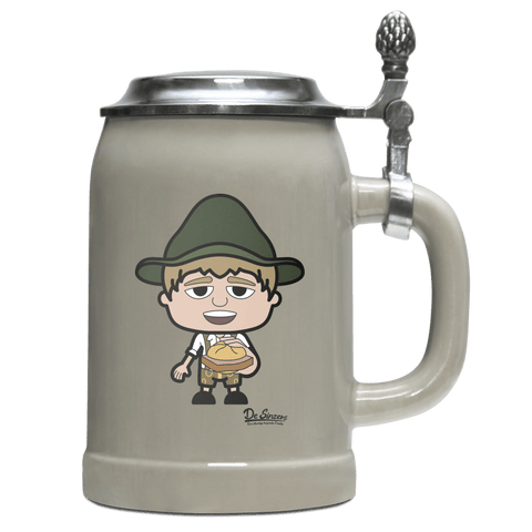 Da Jung Sinzer Leberkassemmel Bierkrug 500ml Grau mit Deckel Hocheck Front