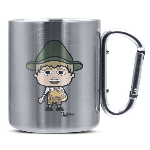 Da Jung Sinzer Leberkassemmel Edelstahl Kaffeetasse silberer Karabiner 320ml Grosser Traithen Front