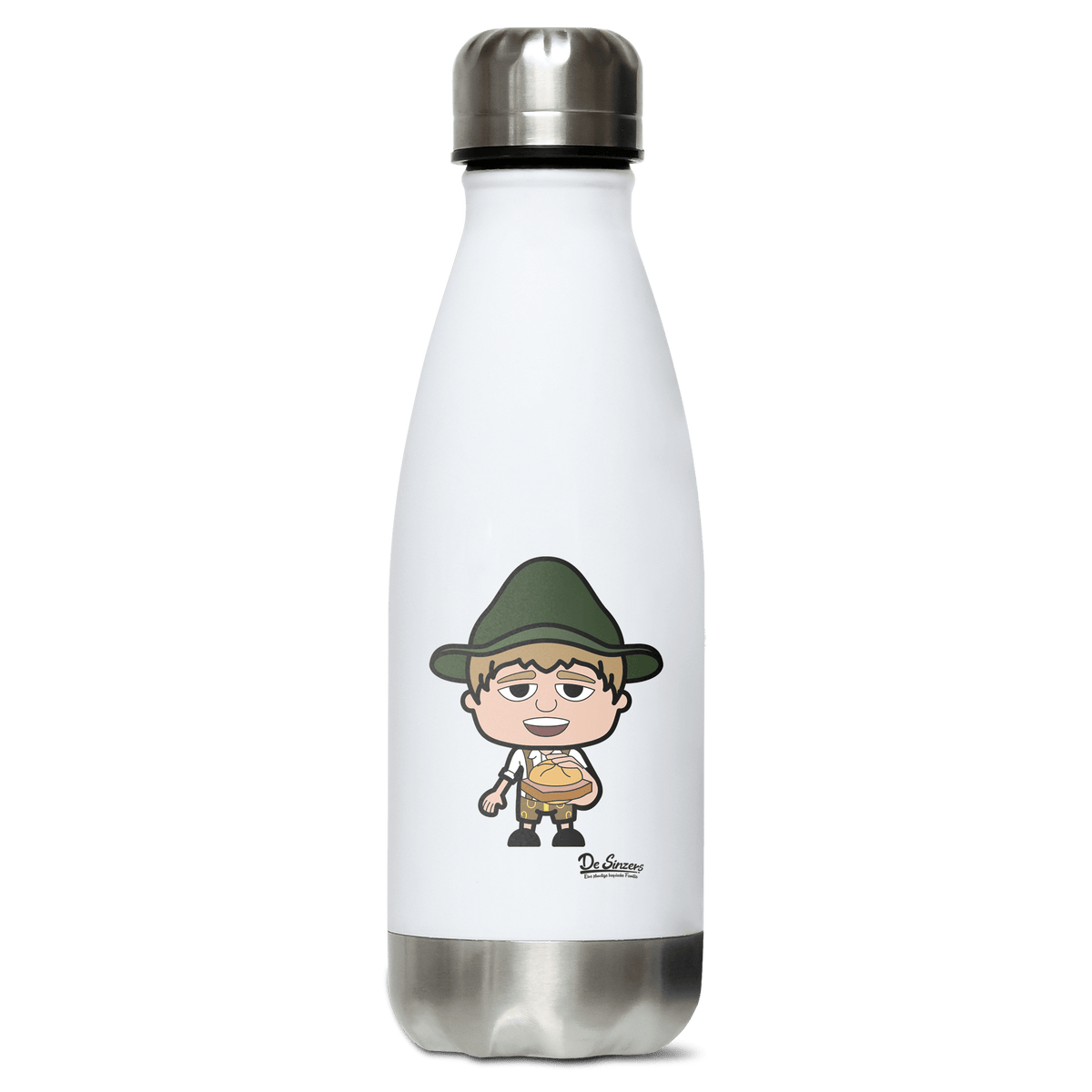 Da Jung Sinzer Leberkassemmel Edelstahl Thermoflasche 350ml Weiss Silber Kreuzspitze Front