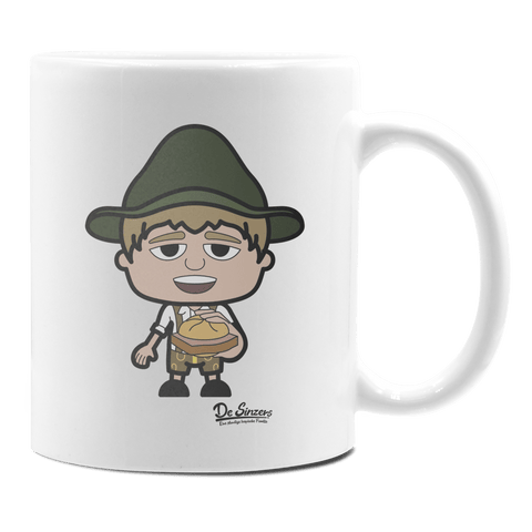 Da Jung Sinzer Leberkassemmel Keramik Kaffeetasse 330ml Weiss Rampoldplatte Front