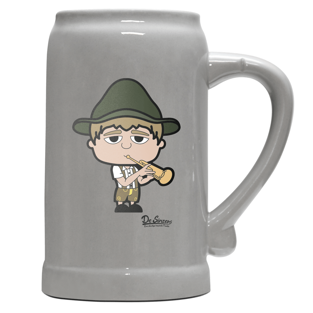 Da Jung Sinzer Musikinstrumente Bierkrug 1000ml Grau Zugspitze Front