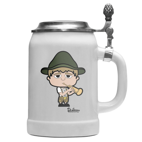 Da Jung Sinzer Musikinstrumente Bierkrug 500ml Weiss mit Deckel Wetterspitzen Front