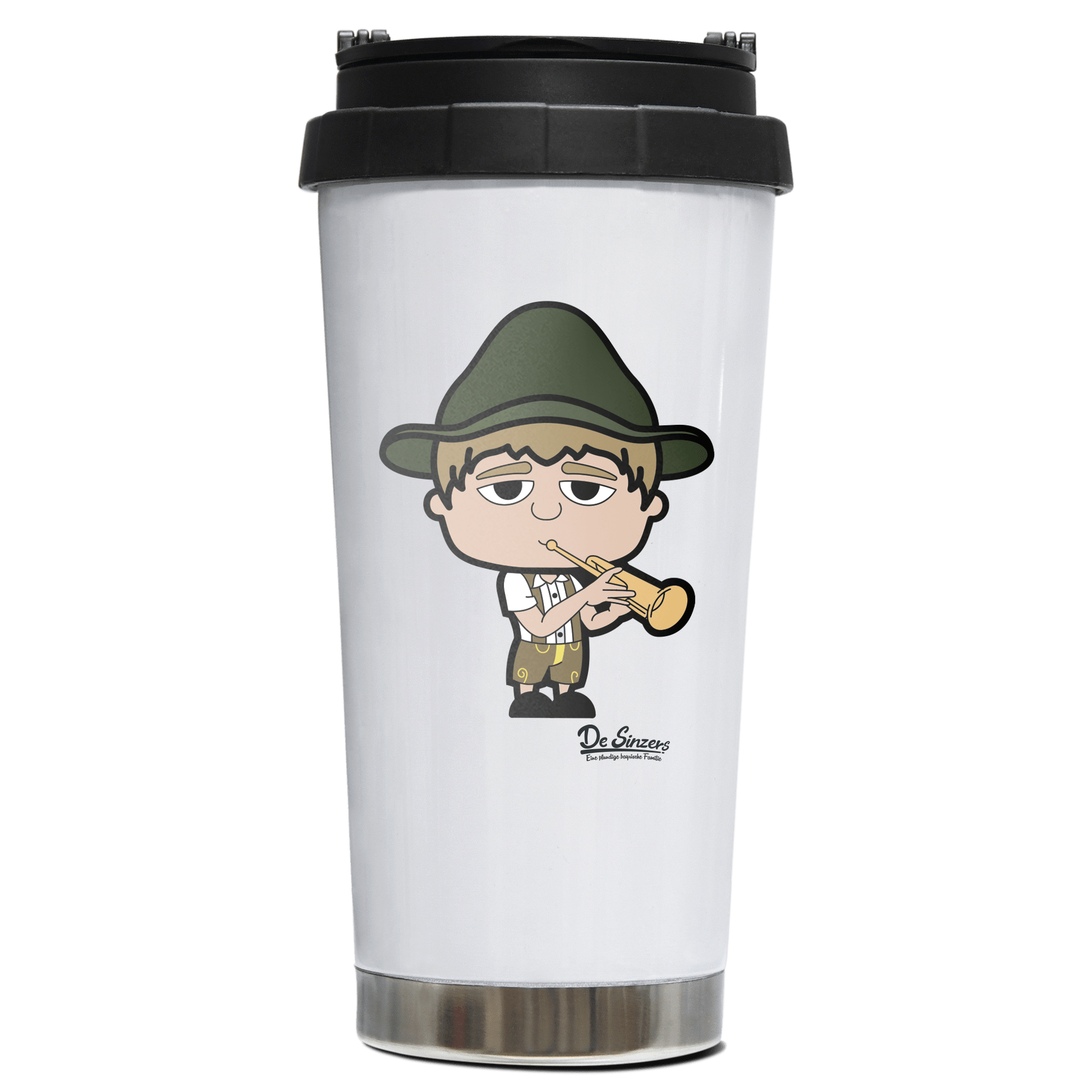 Da Jung Sinzer Musikinstrumente Edelstahl Trinkbecher To Go 470ml Weiss Wildbarren Front