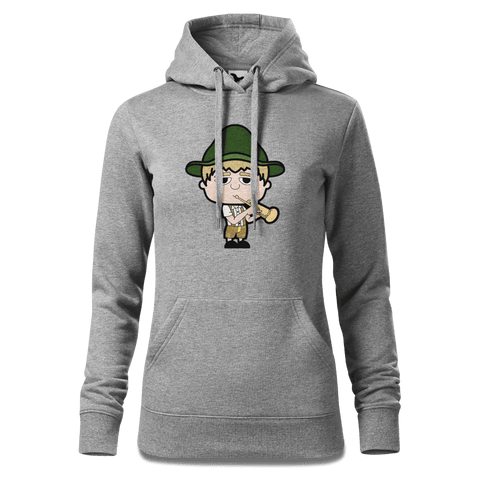 Da Jung Sinzer Musikinstrumente Sweatshirt Hoody Damen Grau Meliert Kieling Front
