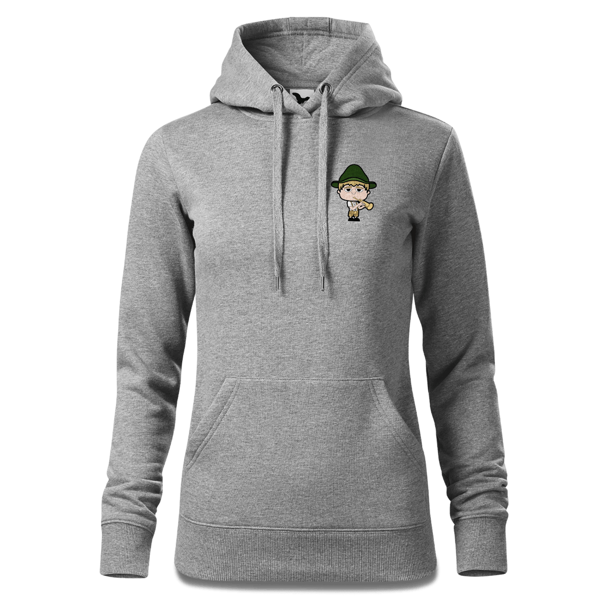 Da Jung Sinzer Musikinstrumente Sweatshirt Hoody Damen Grau Meliert Kleinholzen Front