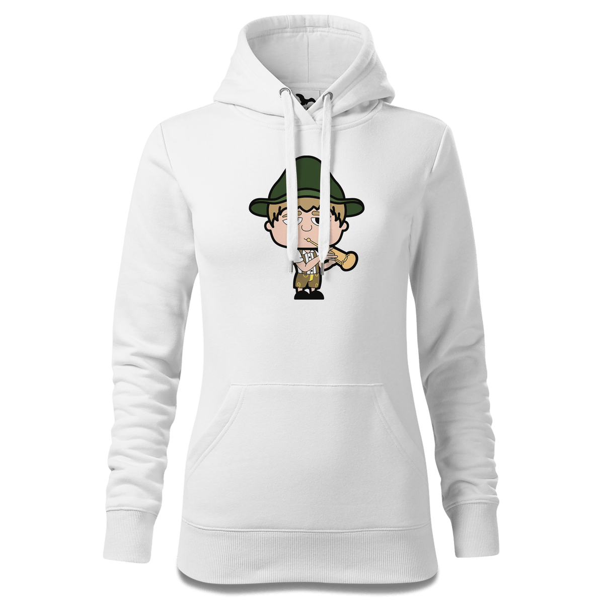 Da Jung Sinzer Musikinstrumente Sweatshirt Hoody Damen Weiss Eckenholz Front