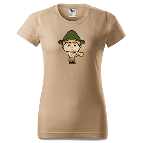 Da Jung Sinzer Musikinstrumente T Shirt Damen Sand Entleiten Front 1