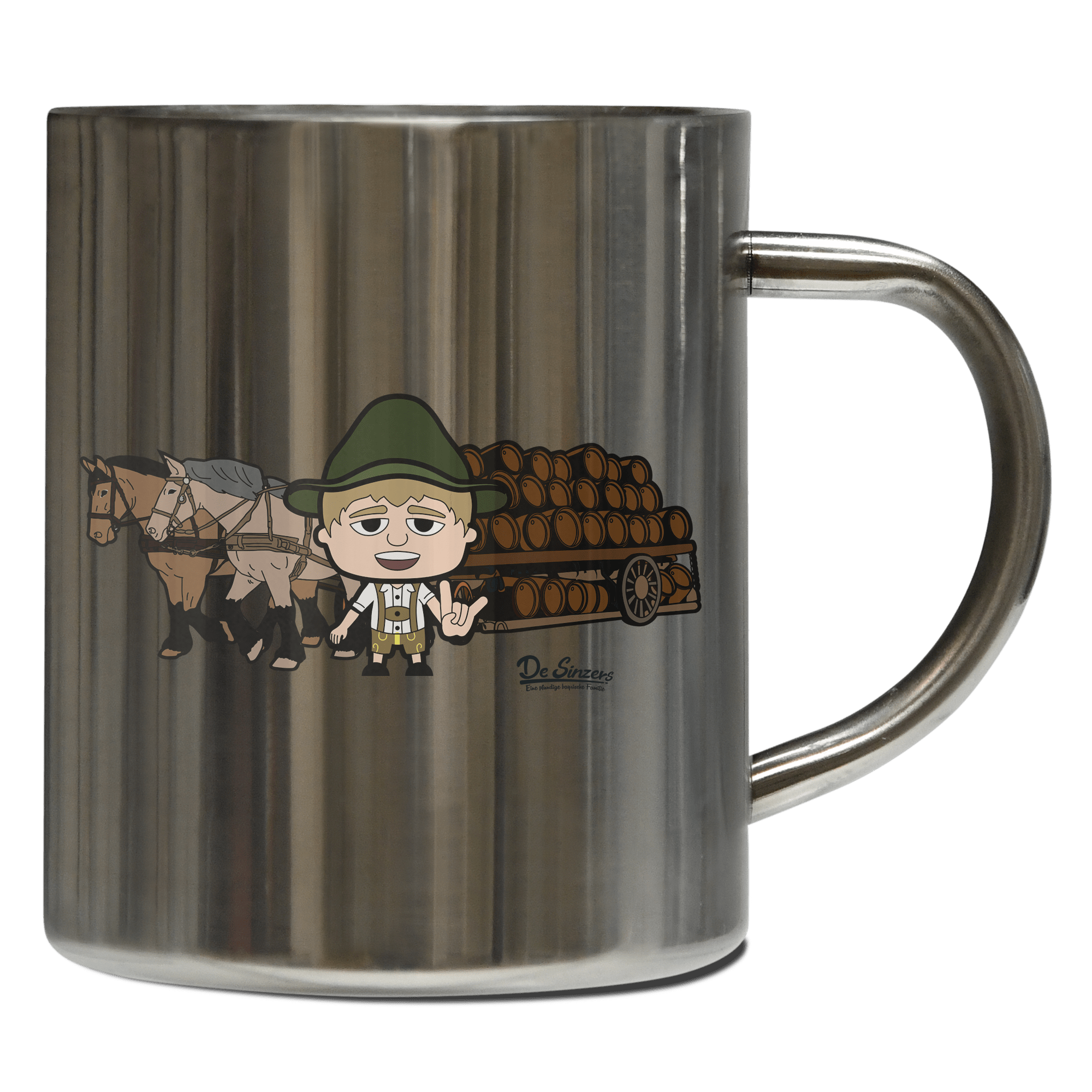 Da Jung Sinzer Pferdegespann Edelstahl Kaffeetasse 400ml Grosser Arber Front