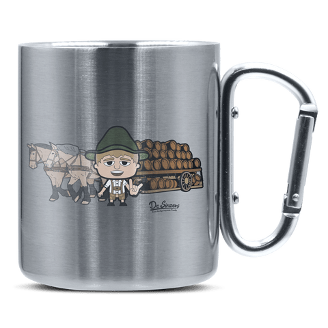 Da Jung Sinzer Pferdegespann Edelstahl Kaffeetasse silberer Karabiner 320ml Grosser Traithen Front