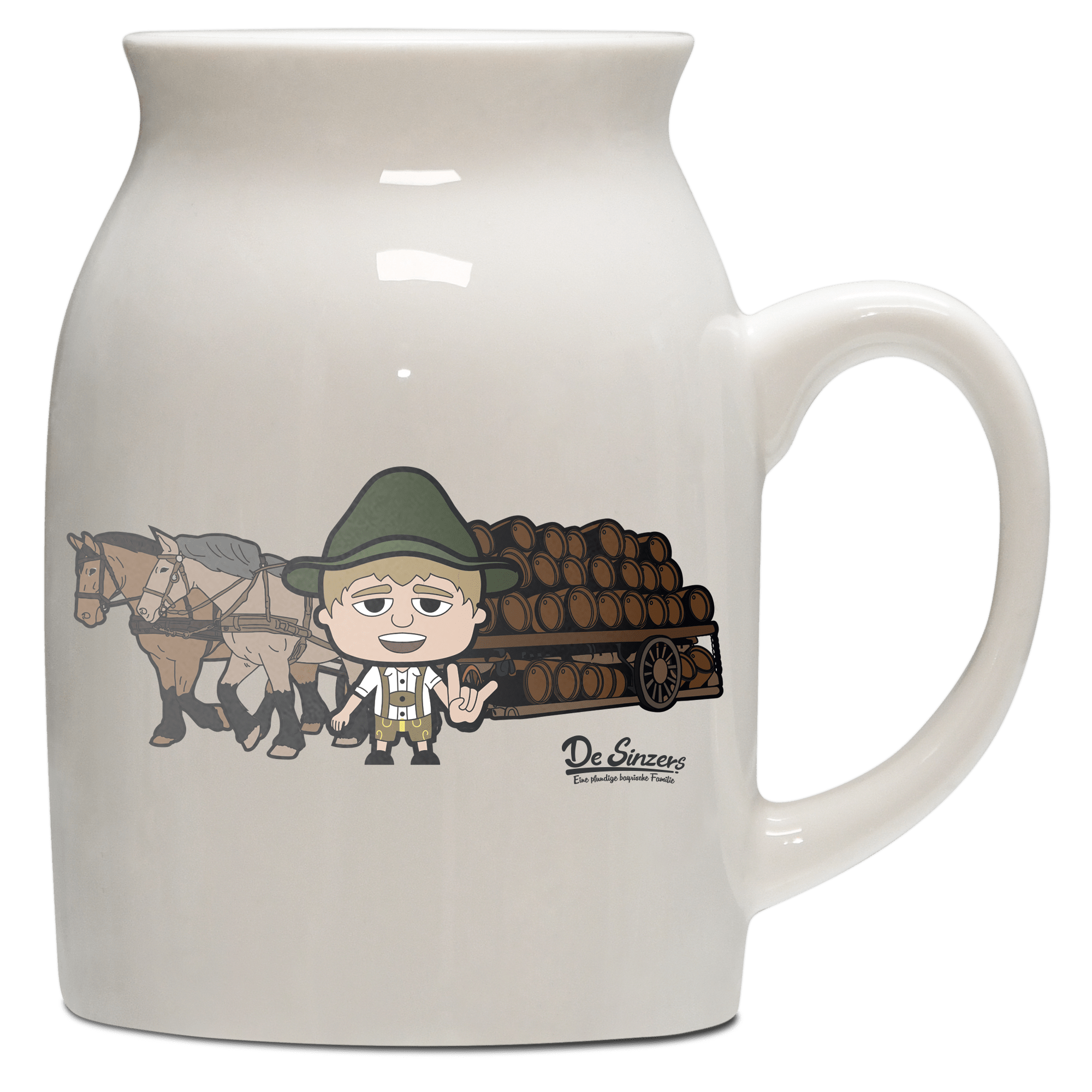 Da Jung Sinzer Pferdegespann Milchkaennchen 320ml Altweiss Benediktenwand Front