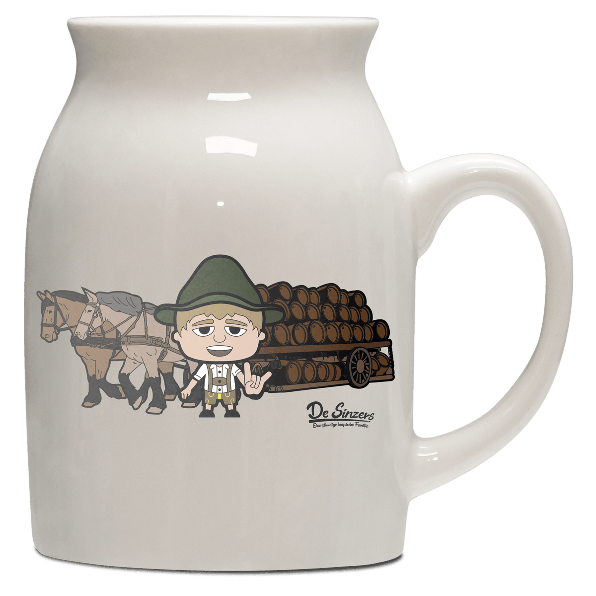 Da Jung Sinzer Pferdegespann Milchkaennchen 320ml Altweiss Benediktenwand Front
