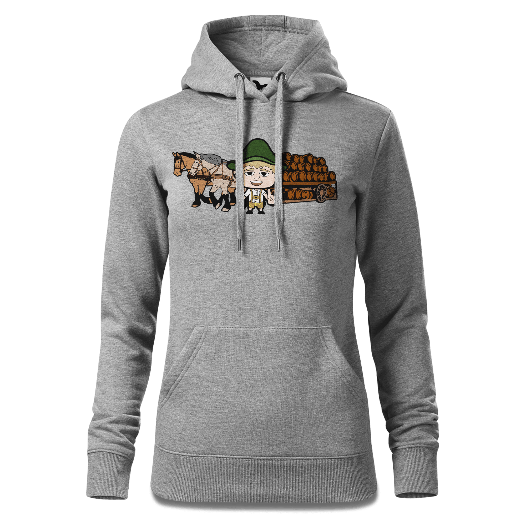 Da Jung Sinzer Pferdegespann Sweatshirt Hoody Damen Grau Meliert Kieling Front