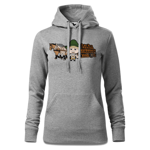Da Jung Sinzer Pferdegespann Sweatshirt Hoody Damen Grau Meliert Kieling Front
