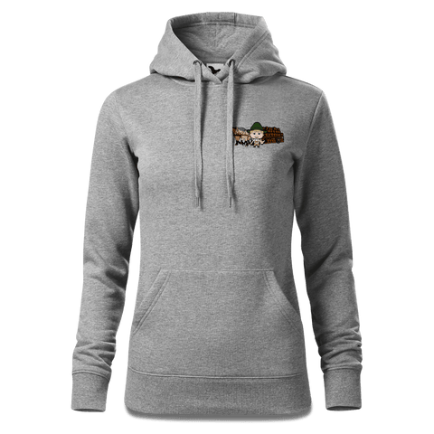 Da Jung Sinzer Pferdegespann Sweatshirt Hoody Damen Grau Meliert Kleinholzen Front