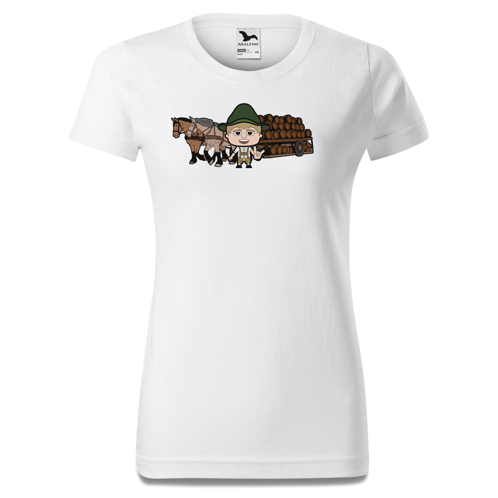 Da Jung Sinzer Pferdegespann T Shirt Damen Weiss Gehering Front