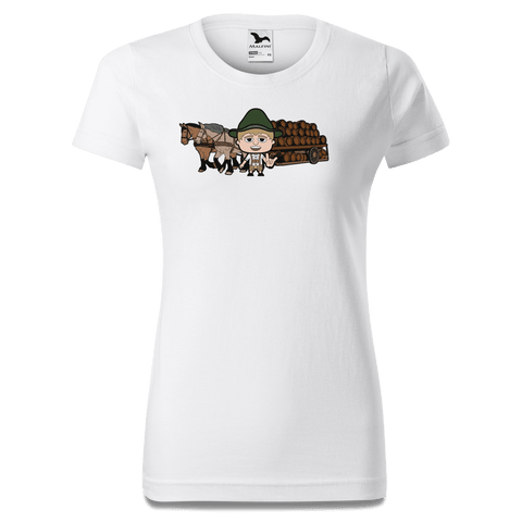 Da Jung Sinzer Pferdegespann T Shirt Damen Weiss Gehering Front