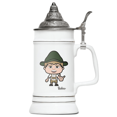 Da Jung Sinzer Rocking Fingers Bierkrug 500ml Weiss mit Spitzdeckel Wendelstein Front