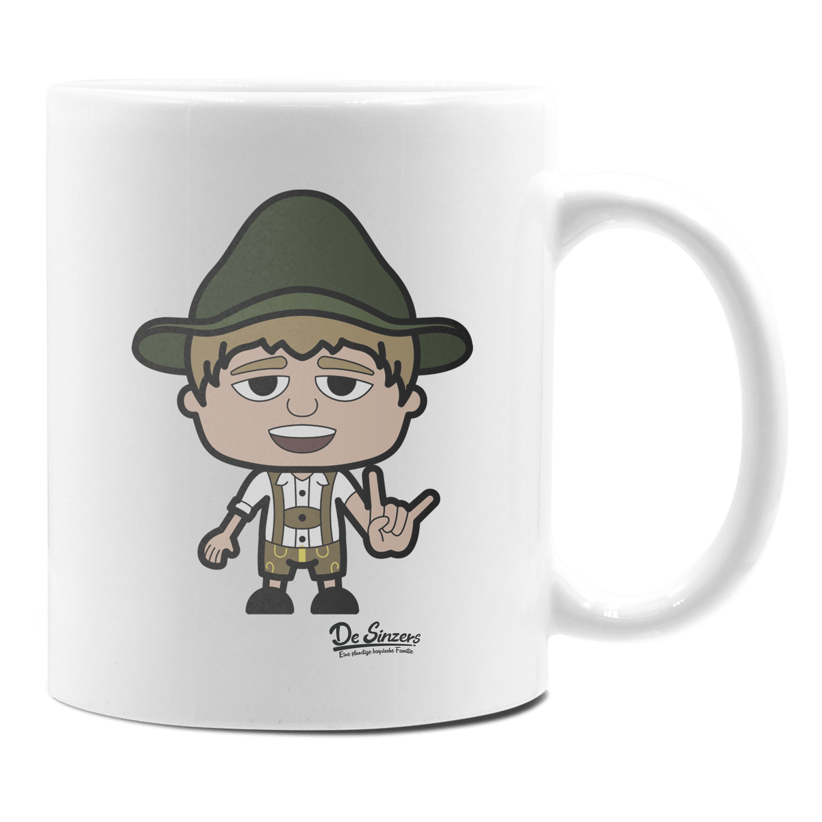 Da Jung Sinzer Rocking Fingers Keramik Kaffeetasse 330ml Weiss Rampoldplatte Front