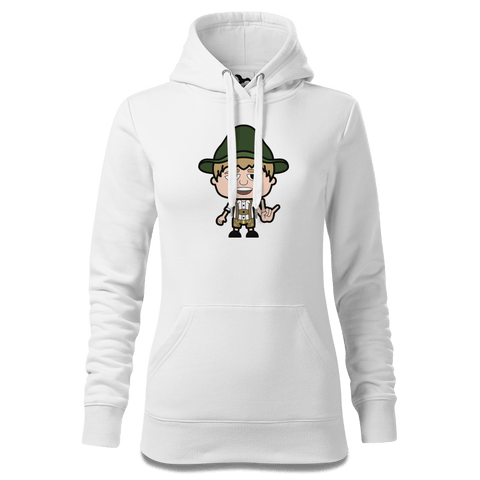 Da Jung Sinzer Rocking Fingers Sweatshirt Hoody Damen Weiss Eckenholz Front