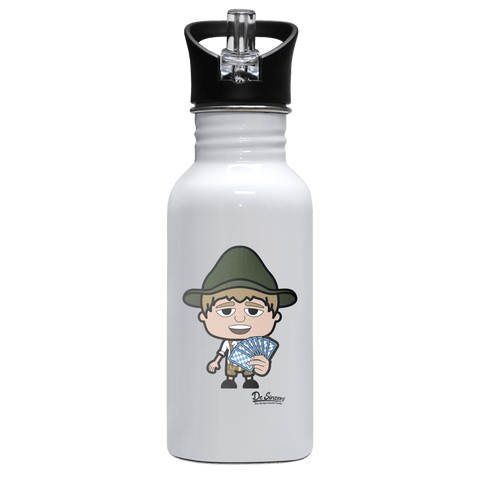 Da Jung Sinzer Schafkopfen Edelstahl Trinkflasche mit klappbarem Mundstueck 500ml Weiss Rotwand Front