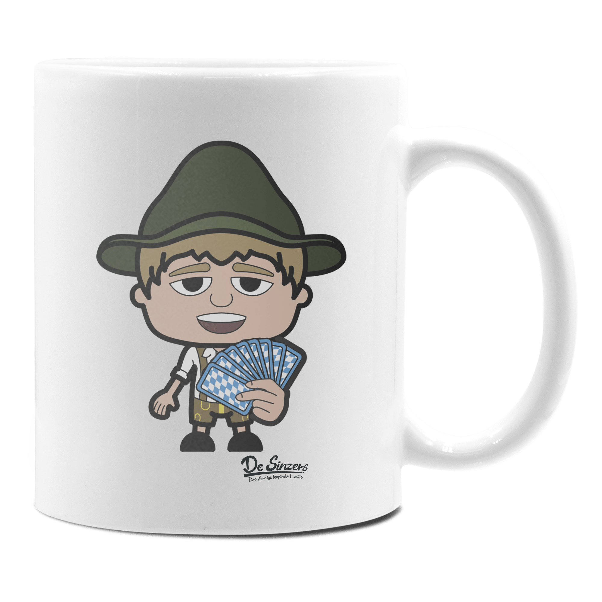 Da Jung Sinzer Schafkopfen Keramik Kaffeetasse 330ml Weiss Rampoldplatte Front