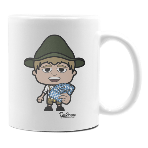 Da Jung Sinzer Schafkopfen Keramik Kaffeetasse 330ml Weiss Rampoldplatte Front