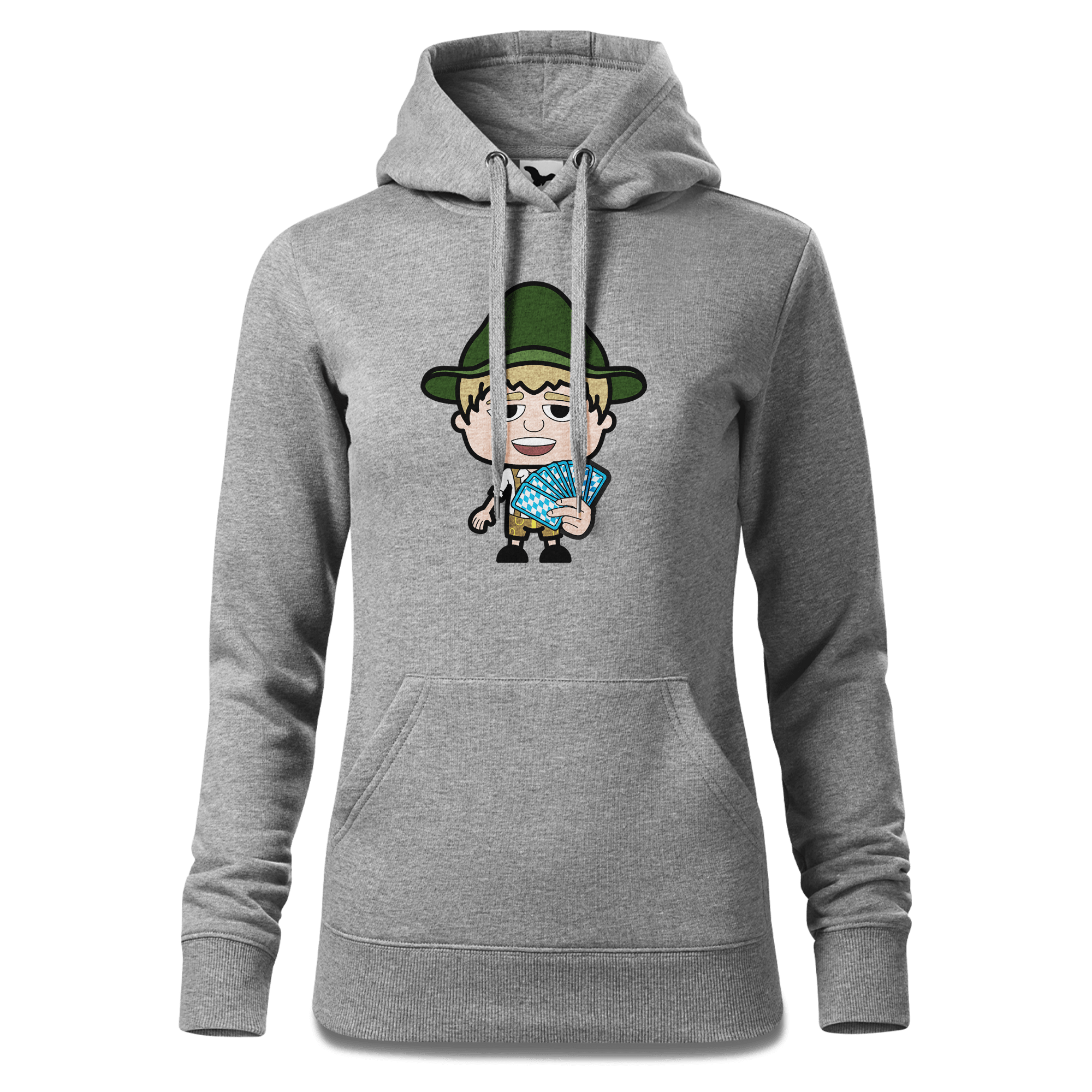 Da Jung Sinzer Schafkopfen Sweatshirt Hoody Damen Grau Meliert Kieling Front