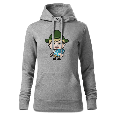 Da Jung Sinzer Schafkopfen Sweatshirt Hoody Damen Grau Meliert Kieling Front