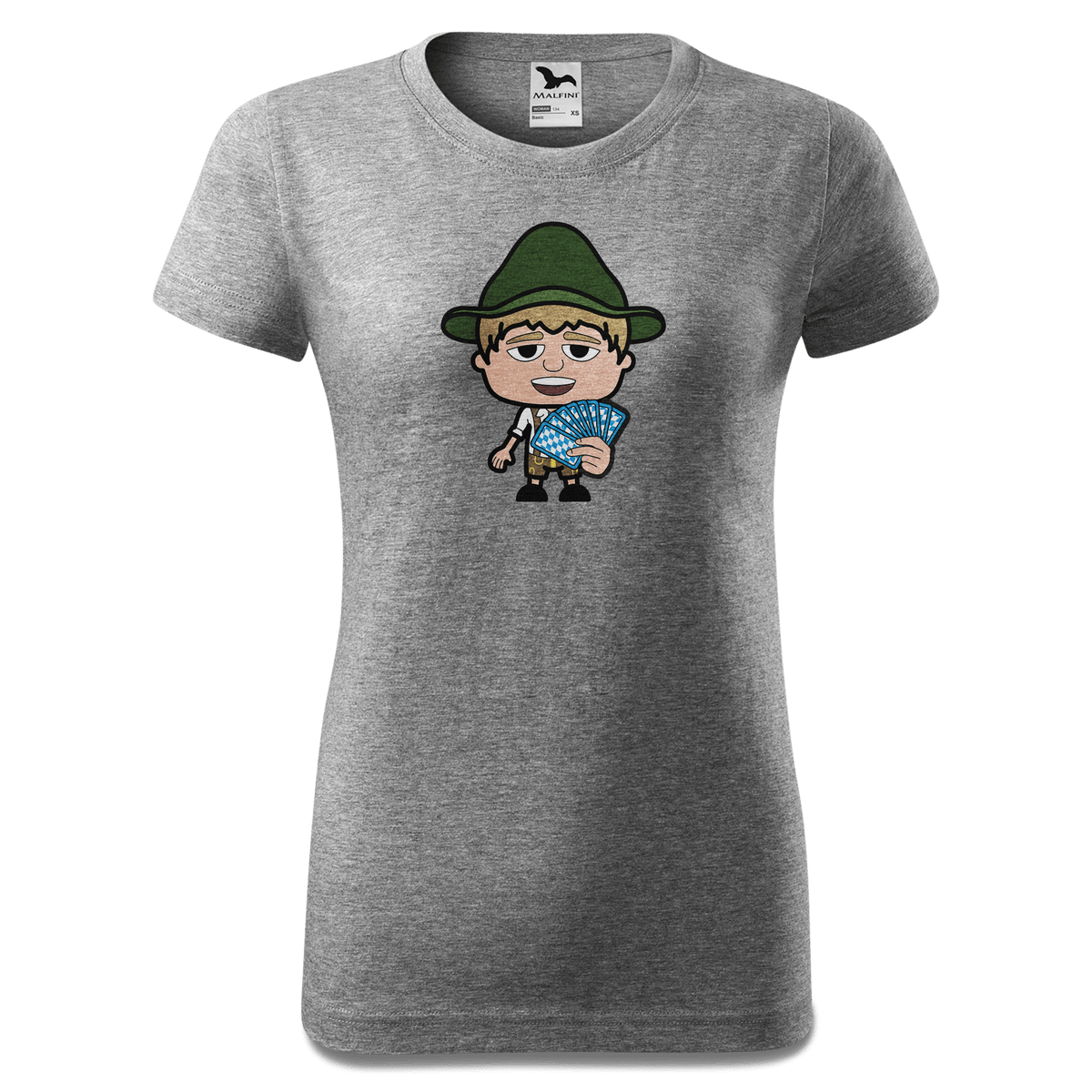 Da Jung Sinzer Schafkopfen T Shirt Damen Grau Meliert Schlossberg Front