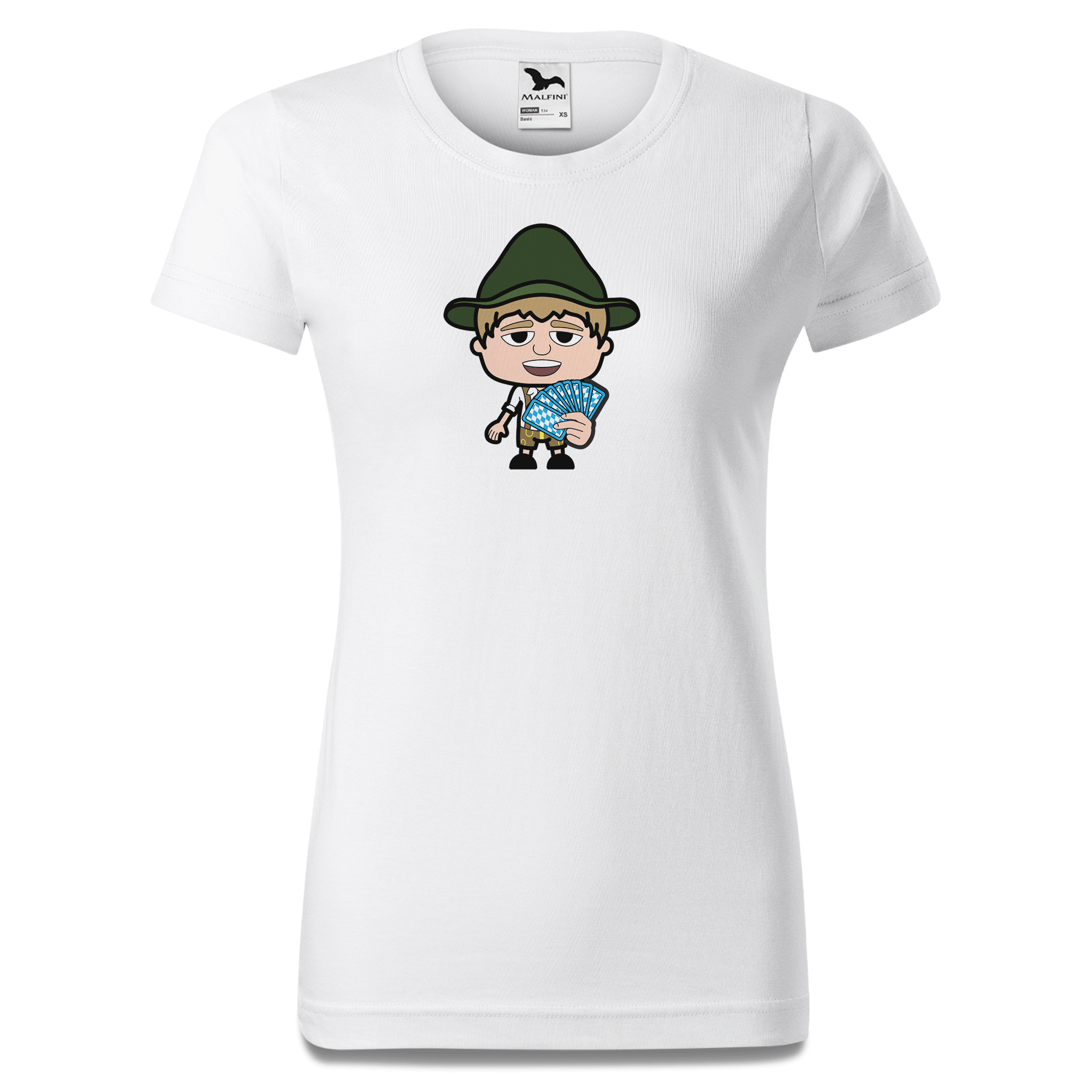 Da Jung Sinzer Schafkopfen T Shirt Damen Weiss Gehering Front