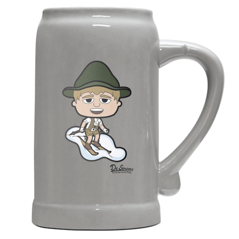Da Jung Sinzer Skifahrer Bierkrug 1000ml Grau Zugspitze Front