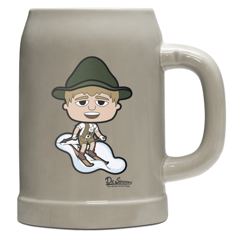 Da Jung Sinzer Skifahrer Bierkrug 500ml Grau Watzmann Front