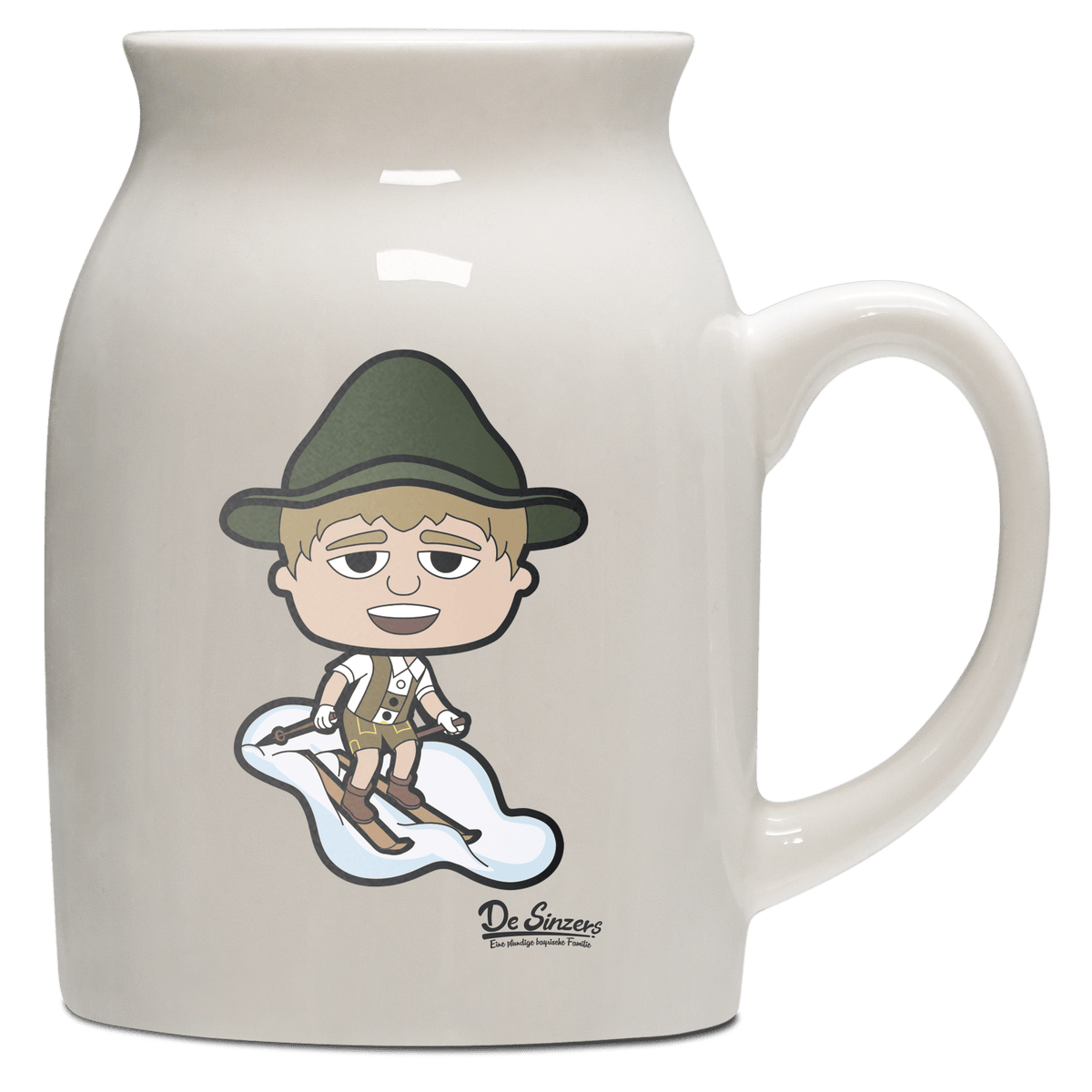 Da Jung Sinzer Skifahrer Milchkaennchen 320ml Altweiss Benediktenwand Front
