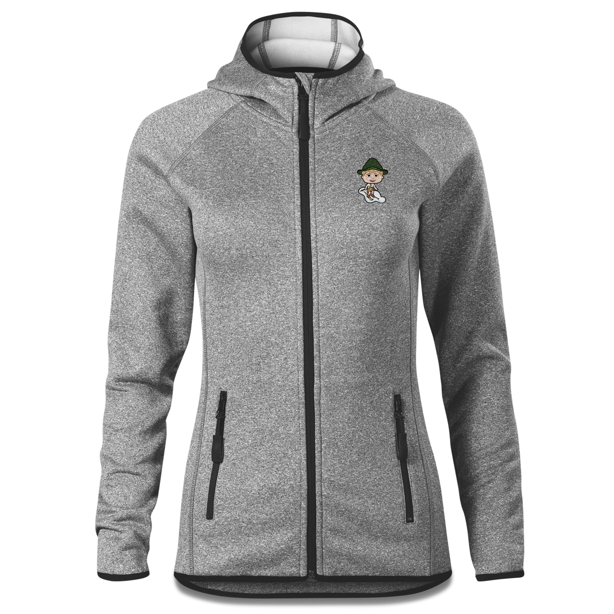 Da Jung Sinzer Skifahrer Stretch Fleece Damen Grau Meliert Krottenhausmuehle Front